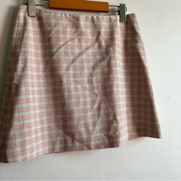 Aritzia Wilfred Classic Blush Pink Plaid Mini Skirt - Picture 4 of 9